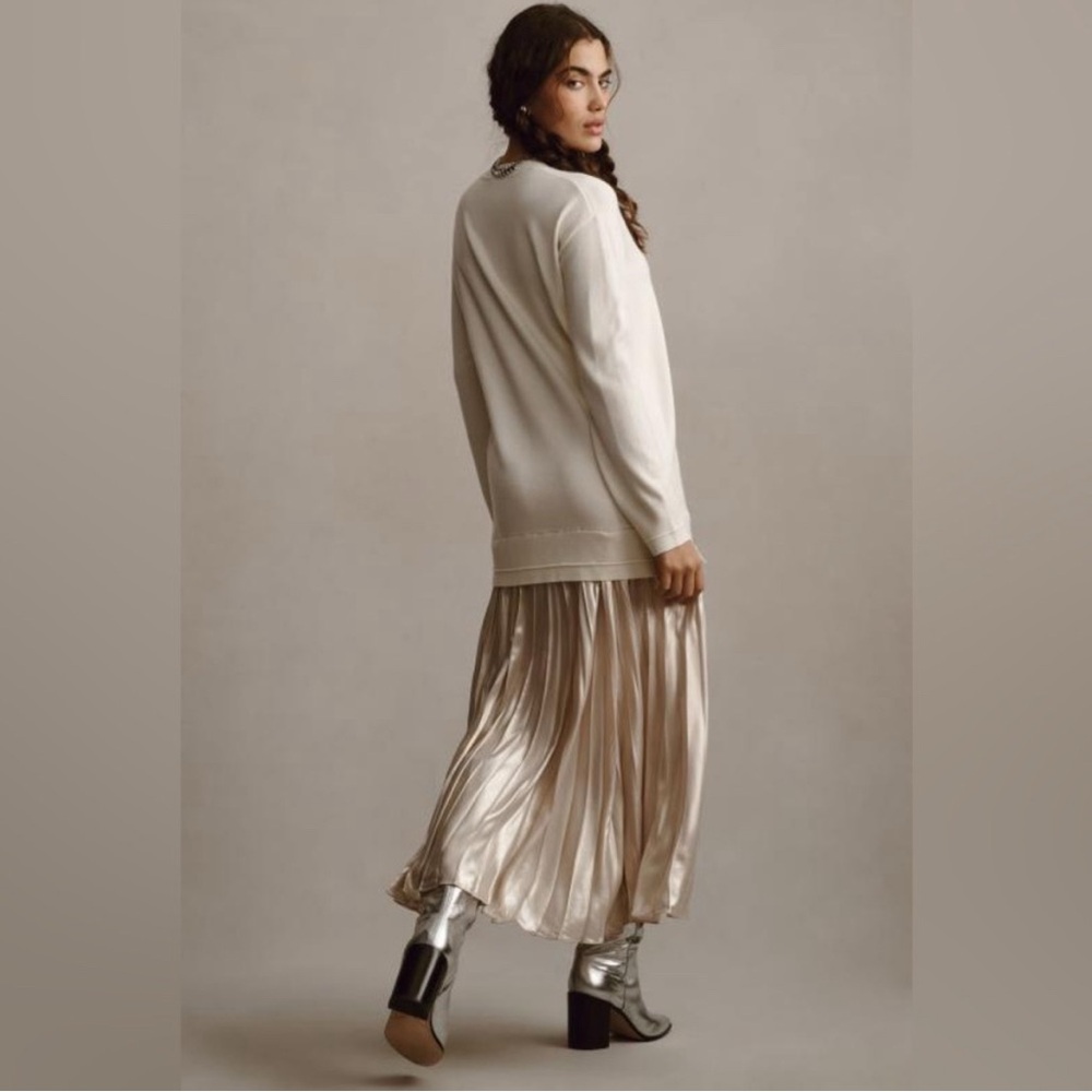 Anthropologie Pleated Twofer Sweater Dress Size Small - Picture 3 of 6